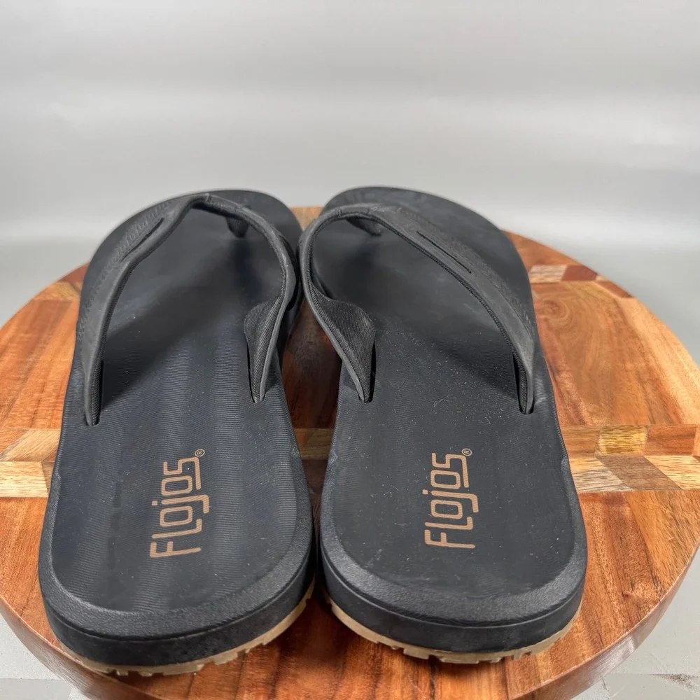 Flojos Mens Black Flip‎ Flop Sandals Size 13 Textured Straps Comfort Beach Shoes